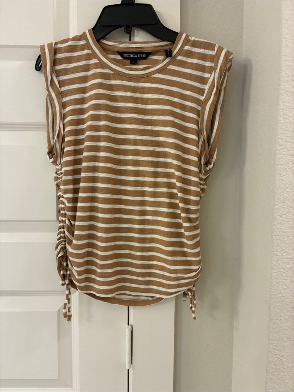 Veronica Beard Vinci Side Ruched Cotton Muscle Tee